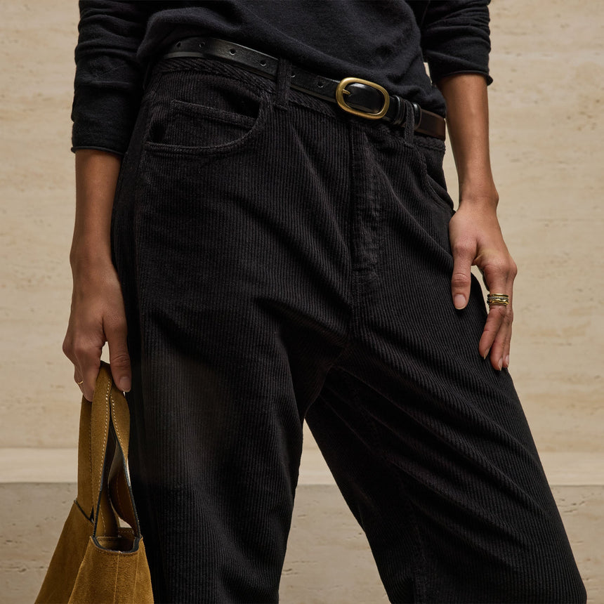 Corduroy Straight Leg Pant in Black | James Perse Los Angeles