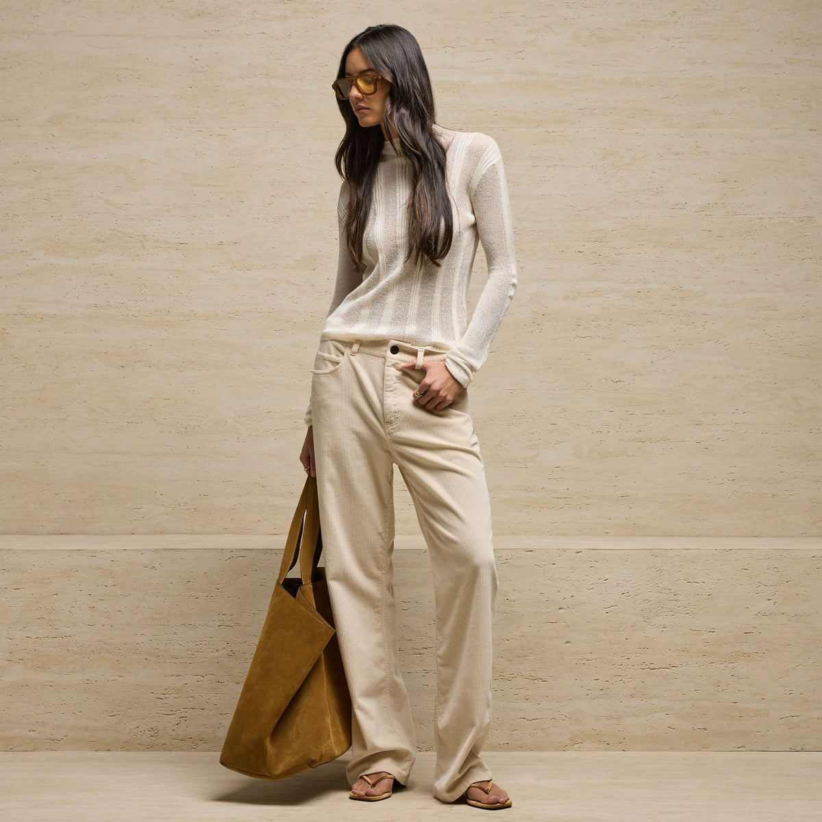 Corduroy Straight Leg Pant in Sandshell Pigment | James Perse Los Angeles