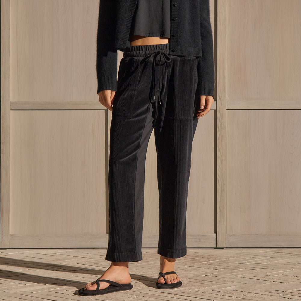 Cord Mixed Media Pant - Black | James Perse Los Angeles