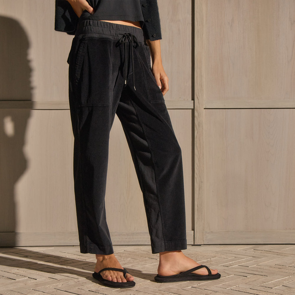 Cord Mixed Media Pant - Black | James Perse Los Angeles