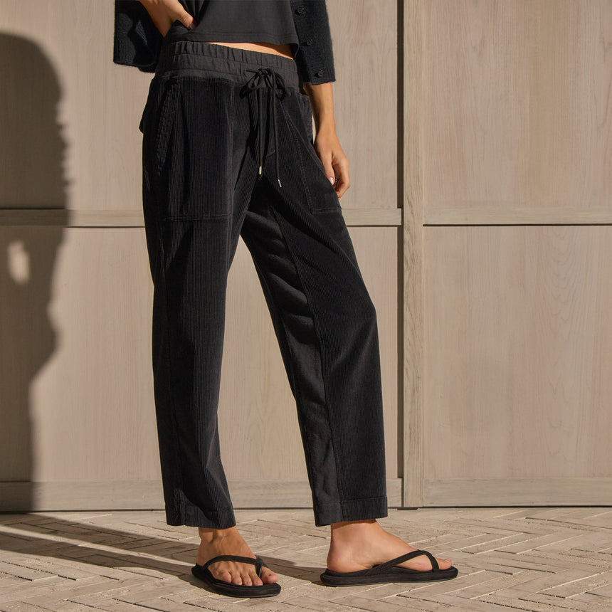 Cord Mixed Media Pant - Black | James Perse Los Angeles