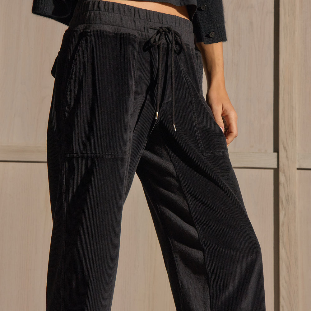 Cord Mixed Media Pant - Black | James Perse Los Angeles