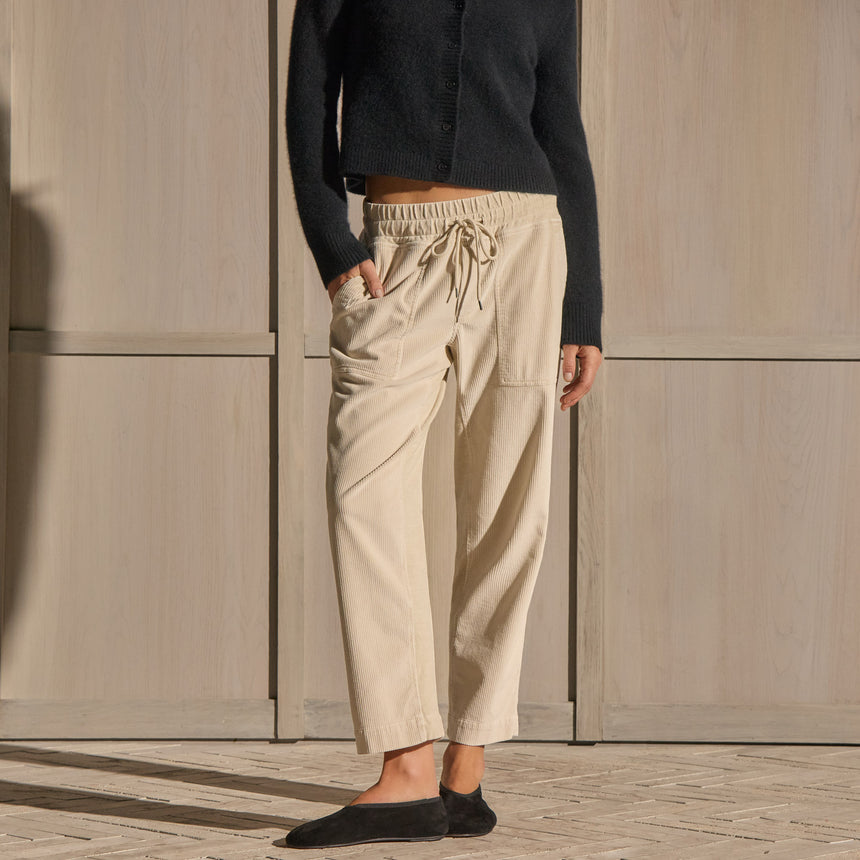 Cord Mixed Media Pant - Sandshell Pigment | James Perse Los Angeles