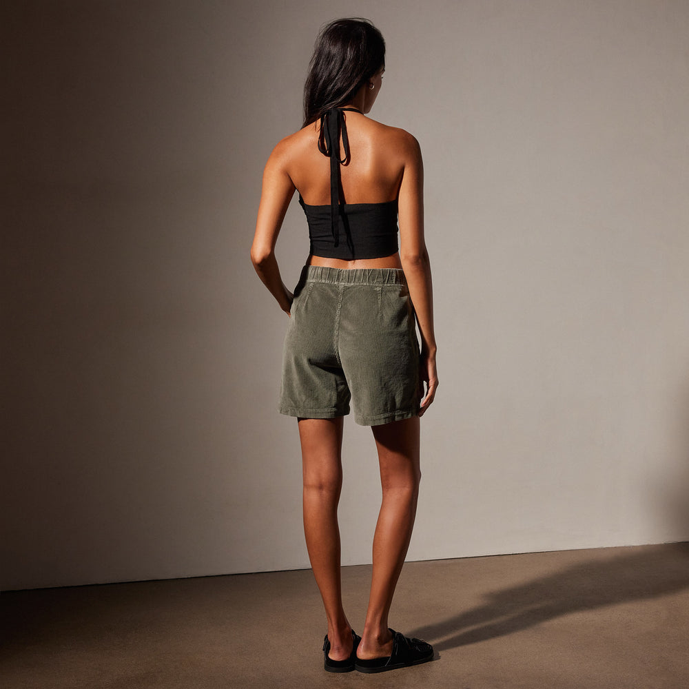 Lightweight Wide Cord Short in Palm Pigment | James Perse Los Angeles
