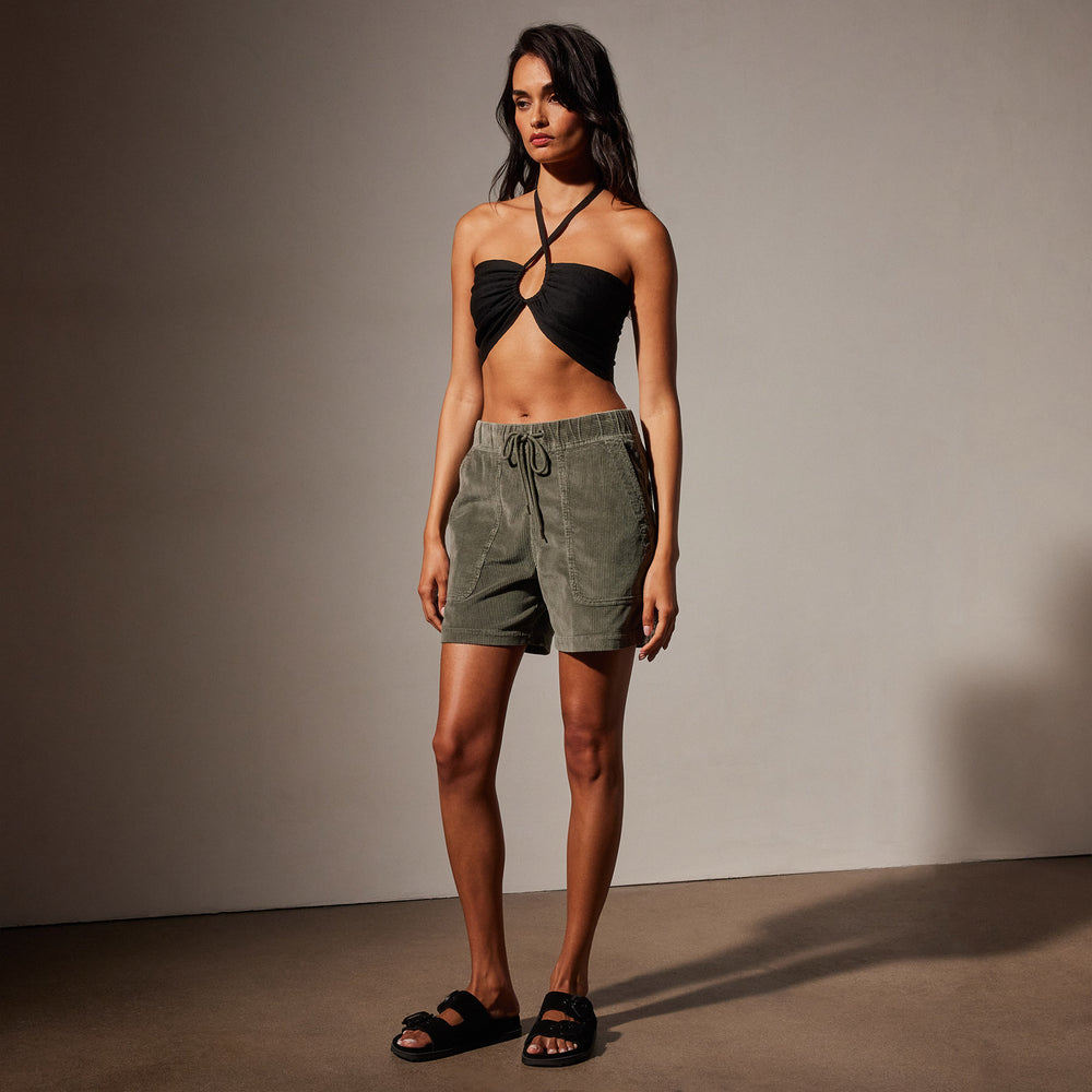 Lightweight Wide Cord Short in Palm Pigment | James Perse Los Angeles