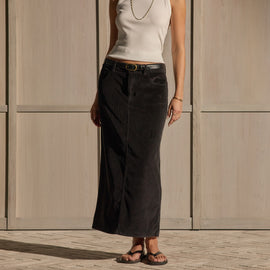 Corduroy Long Skirt - Black | James Perse Los Angeles