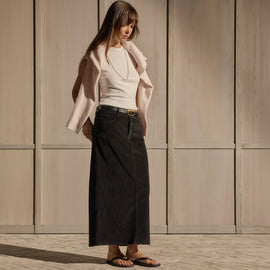 Corduroy Long Skirt - Black | James Perse Los Angeles