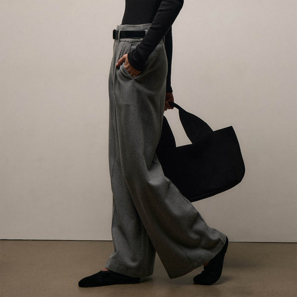 Wool Cashmere Blend Pleated Trouser in Heather Grey | James Perse Los Angeles