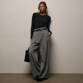 Wool Cashmere Blend Pleated Trouser in Heather Grey | James Perse Los Angeles