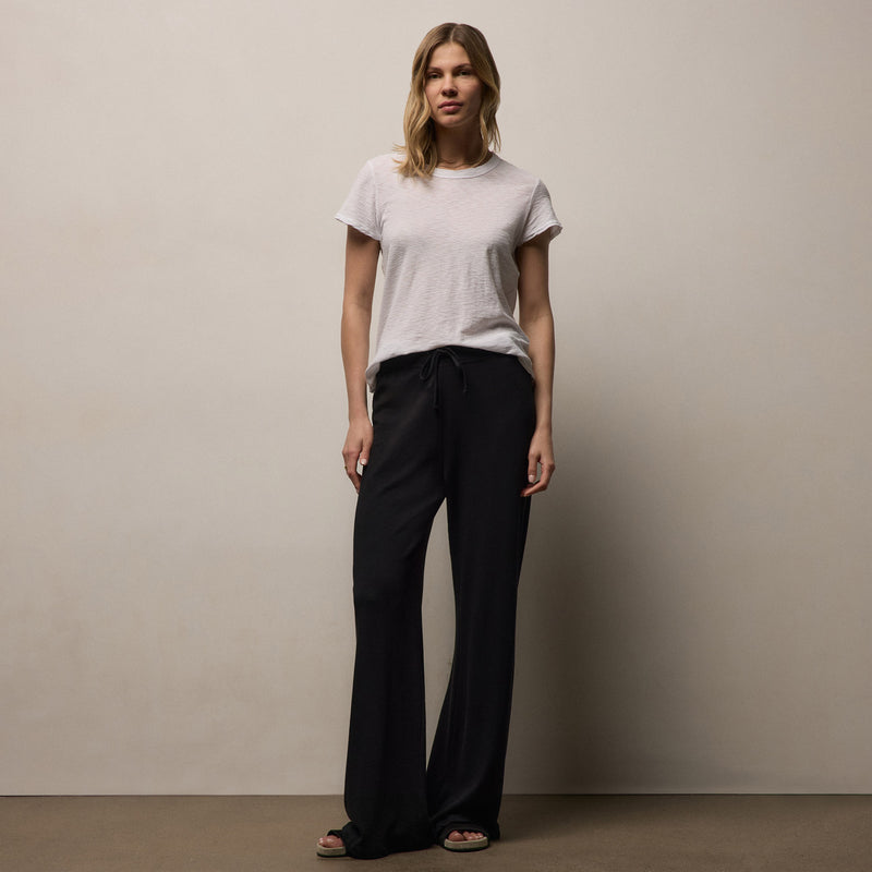 Vintage French Terry Wide Leg Sweatpant - Black