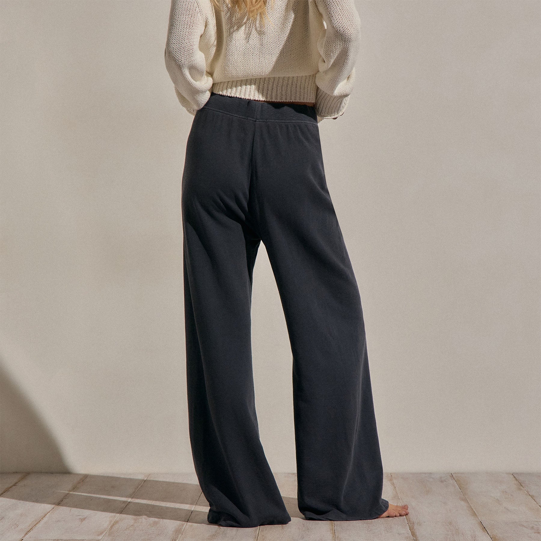 Vintage French Terry Wide Leg Sweatpant in Blue Noir Pigment | James Perse Los Angeles