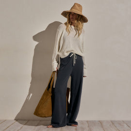 Vintage French Terry Wide Leg Sweatpant in Blue Noir Pigment | James Perse Los Angeles