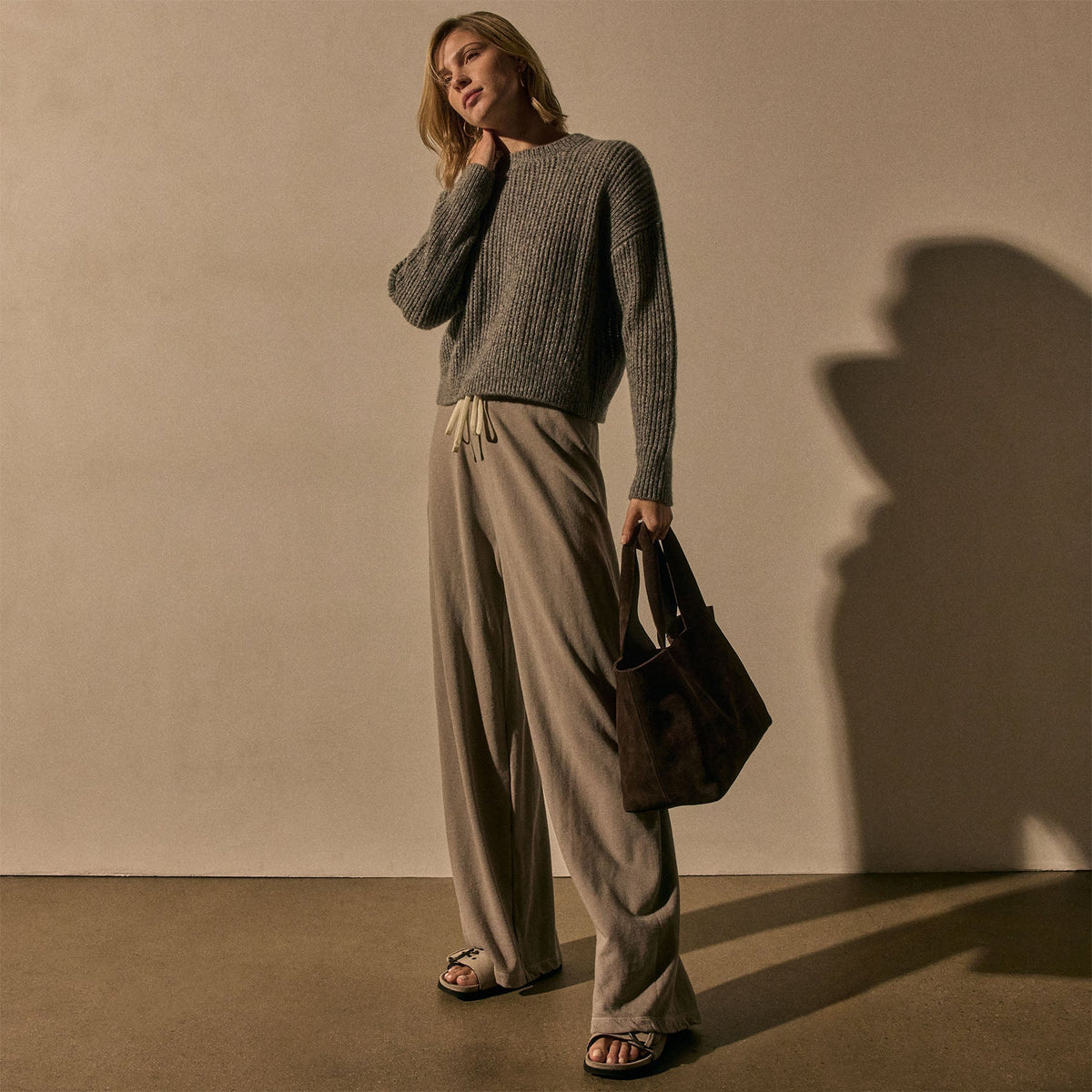 Wide Leg Sweatpant in Concrete Pigment | James Perse Los Angeles