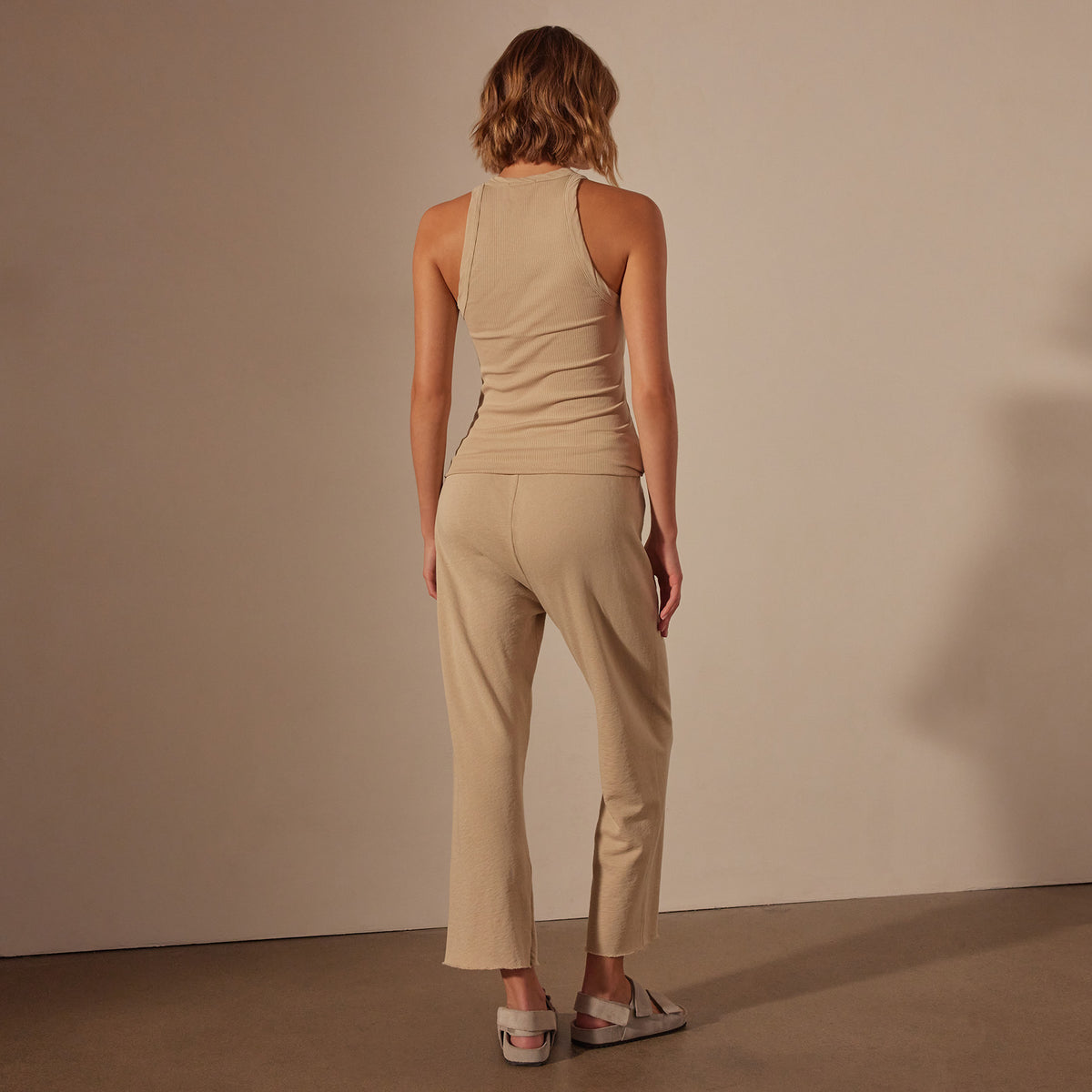 Vintage French Terry Cutoff Sweatpant in Sand Dune Pigment | James Perse Los Angeles