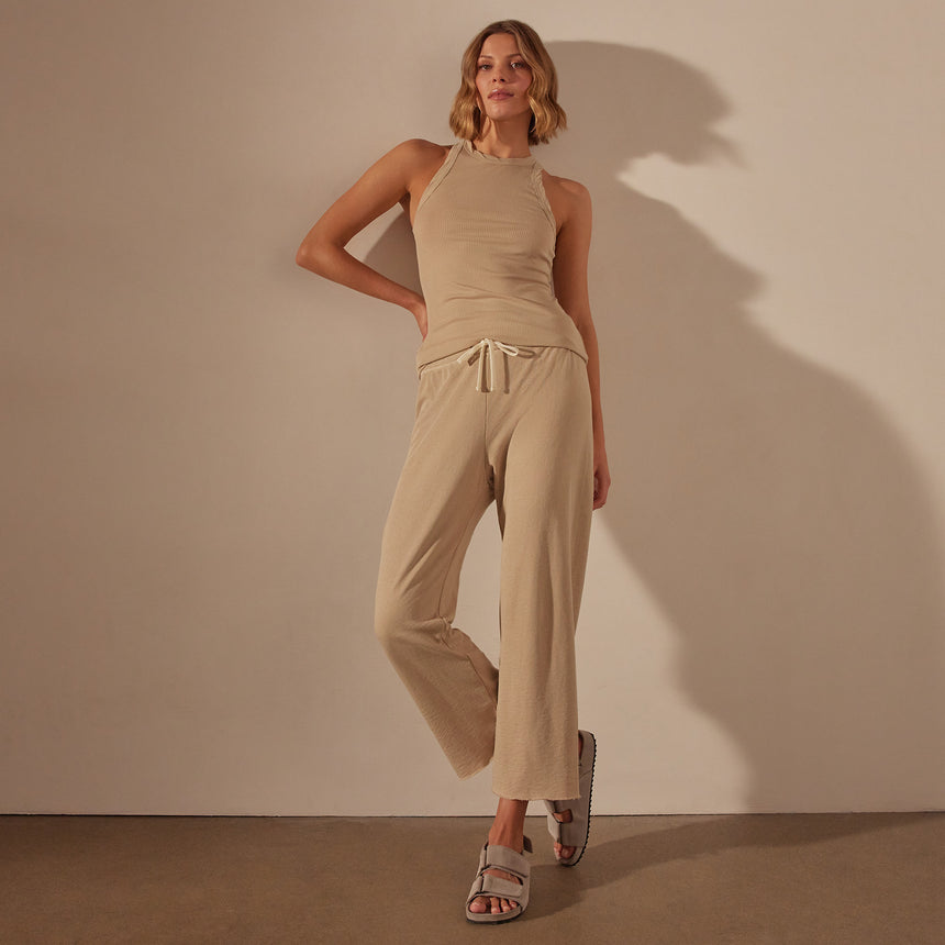Vintage French Terry Cutoff Sweatpant in Sand Dune Pigment | James Perse Los Angeles