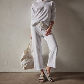 Vintage French Terry Cutoff Sweatpant in White | James Perse Los Angeles