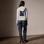 Palm Tree Graphic Zip Up Hoodie in White/Blue | James Perse Los Angeles