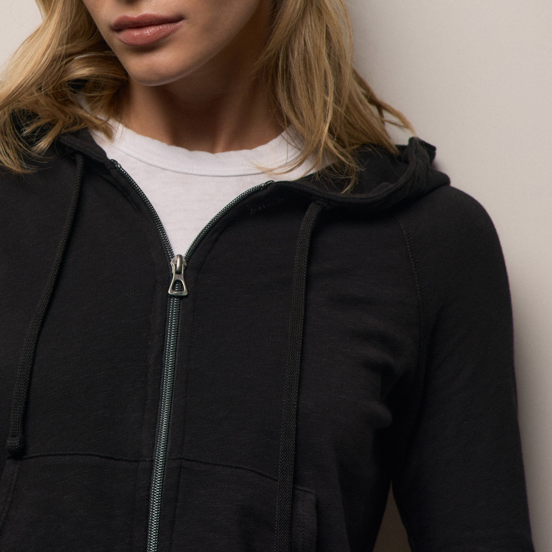 トップス Gusset French Terry P/O Sweat (black) Vintage French Terry Zip Up Hoodie - Black | James Perse Los Angeles