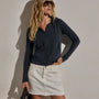 Vintage French Terry Zip Up Hoodie - Blue Noir Pigment