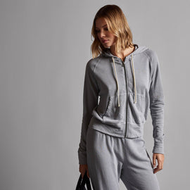 Vintage French Terry Zip Up Hoodie in Breeze Pigment | James Perse Los Angeles