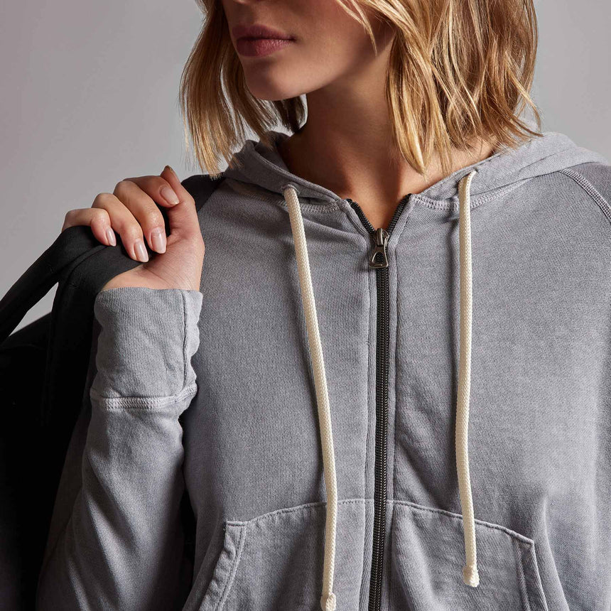 Vintage French Terry Zip Up Hoodie in Breeze Pigment | James Perse Los Angeles