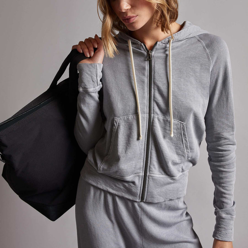 Vintage French Terry Zip Up Hoodie in Breeze Pigment | James Perse Los Angeles