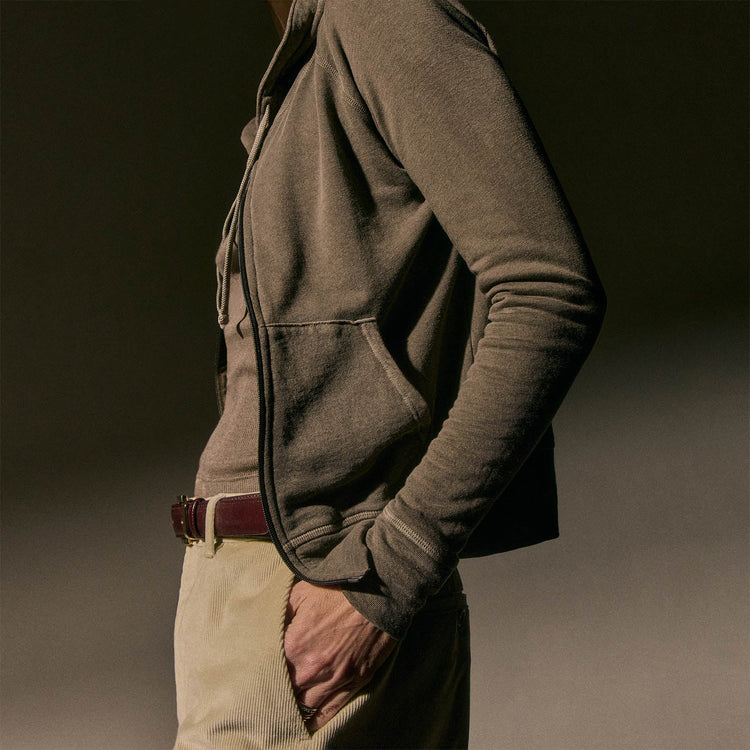 Vintage French Terry Zip Up Hoodie in Caribou Pigment | James Perse Los Angeles