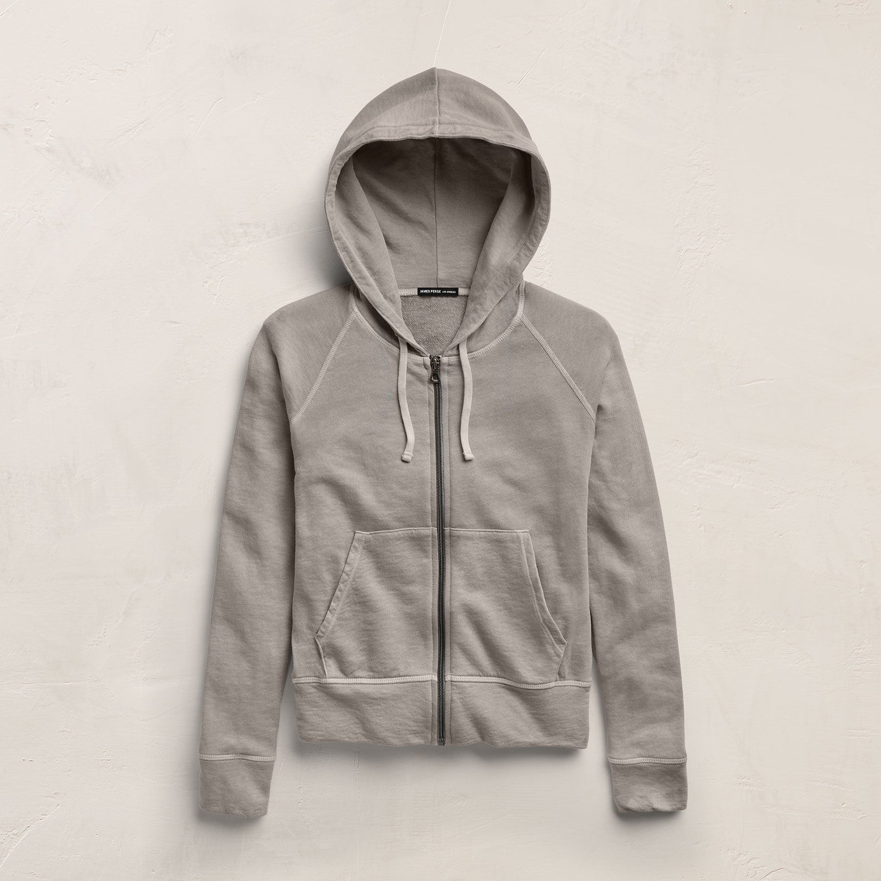 Vintage French Terry Zip Up Hoodie in Fog Pigment | James Perse Los Angeles