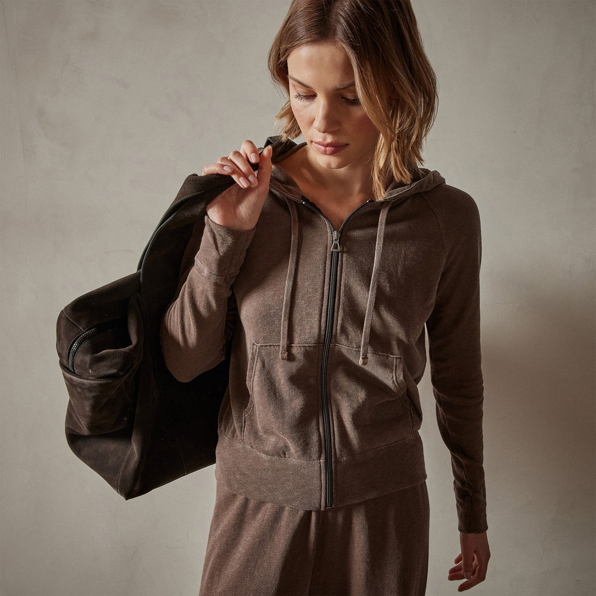 Vintage French Terry Zip Up Hoodie in Fox Pigment | James Perse Los Angeles