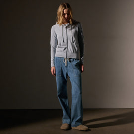Vintage French Terry Zip Up Hoodie in Grey Glacier Pigment | James Perse Los Angeles