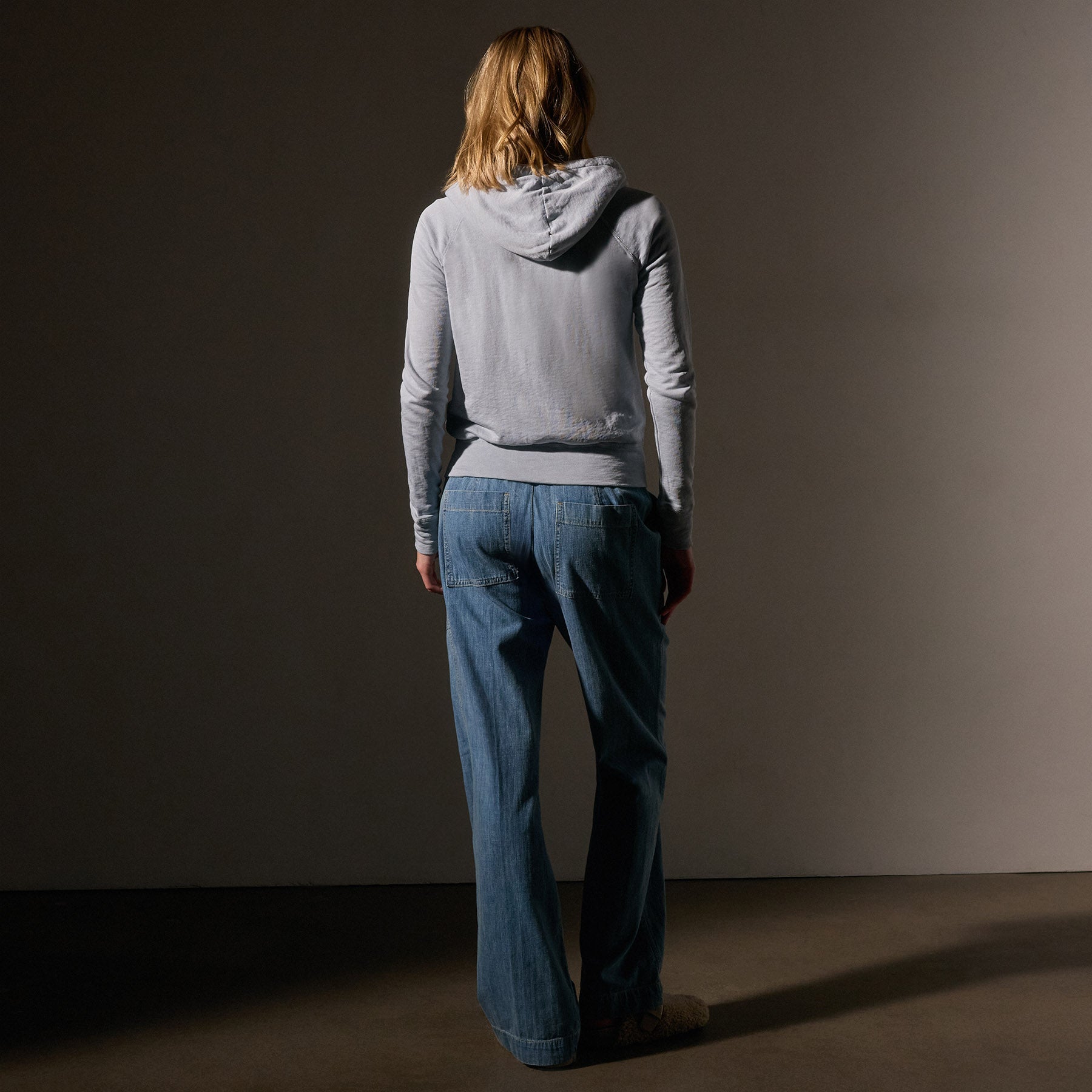 Vintage French Terry Zip Up Hoodie in Grey Glacier Pigment | James Perse Los Angeles