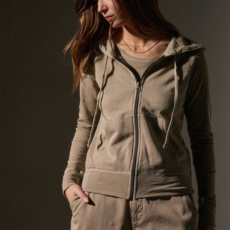 Vintage French Terry Zip Up Hoodie in Overcast Pigment | James Perse Los Angeles