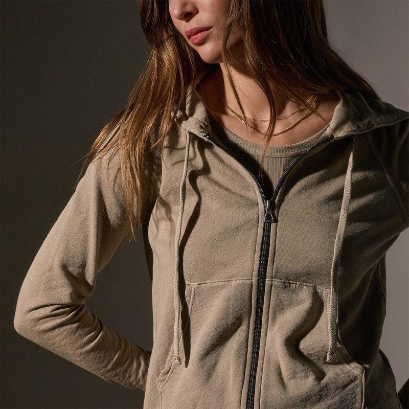 Vintage French Terry Zip Up Hoodie in Overcast Pigment | James Perse Los Angeles