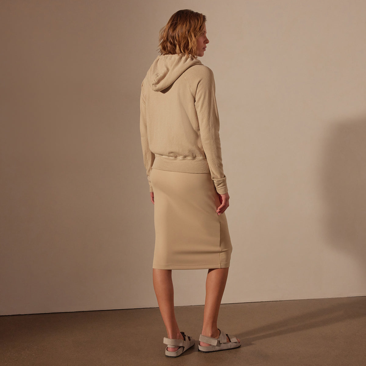 Vintage French Terry Zip Up Hoodie in Sand Dune Pigment | James Perse Los Angeles