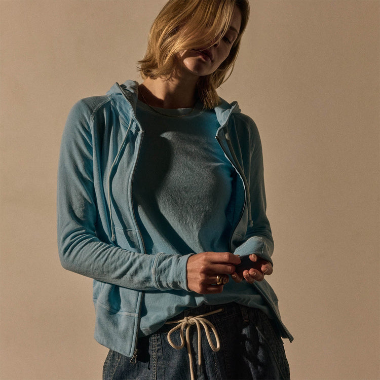 Vintage French Terry Zip Up Hoodie in Skipper Pigment | James Perse Los Angeles