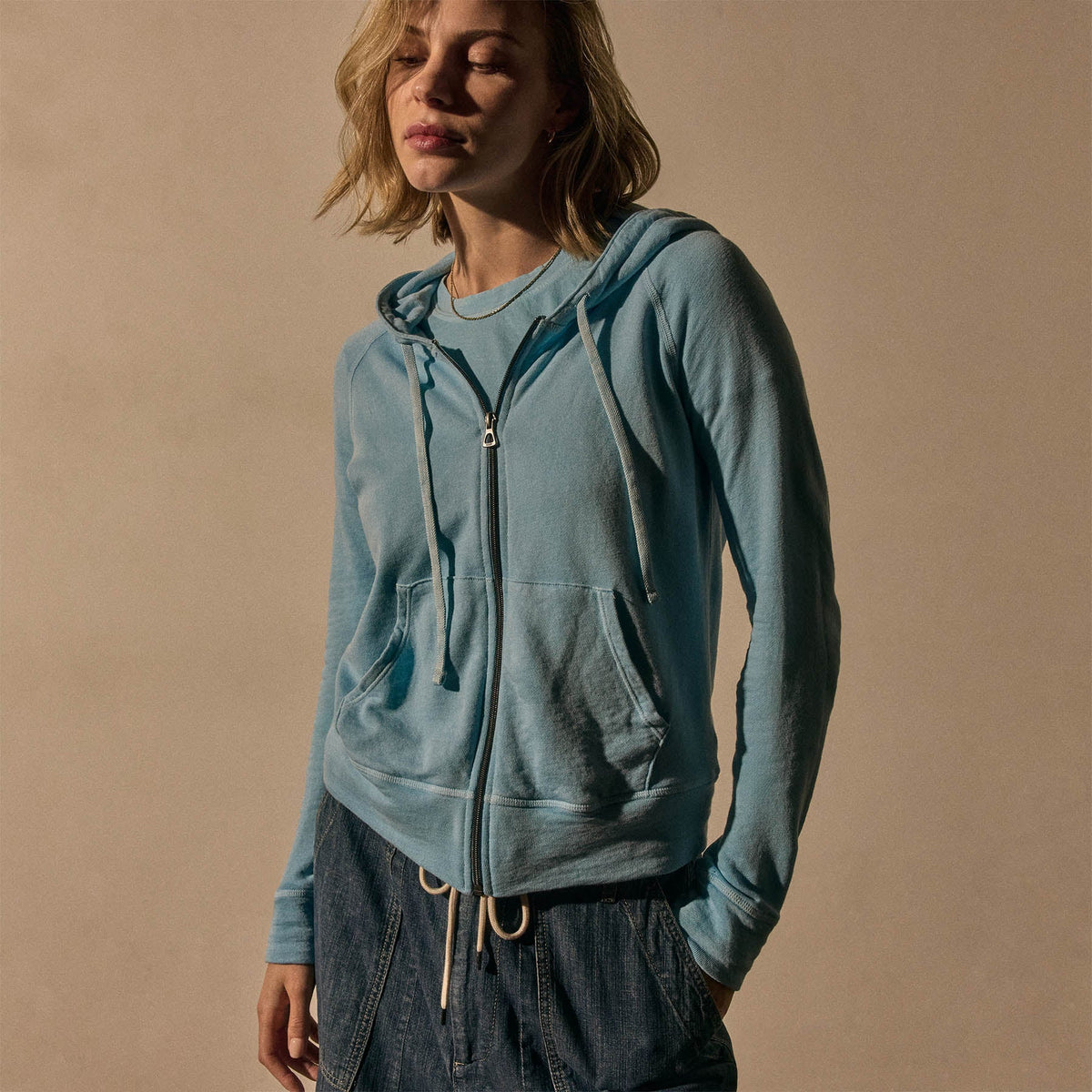 Vintage French Terry Zip Up Hoodie in Skipper Pigment | James Perse Los Angeles