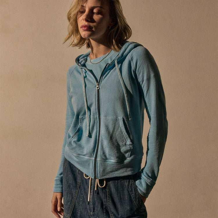 Vintage French Terry Zip Up Hoodie in Skipper Pigment | James Perse Los Angeles