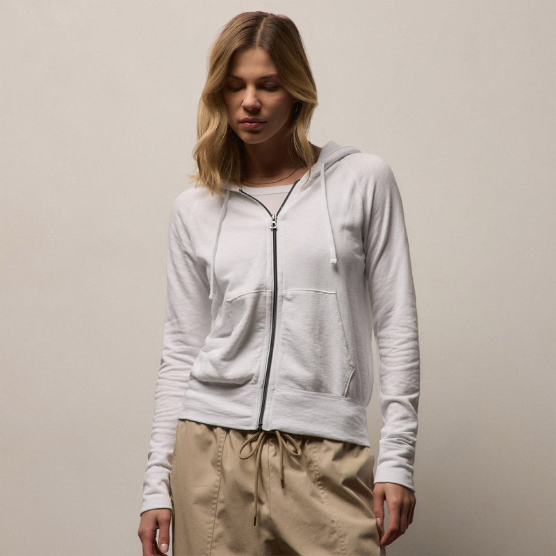 Vintage French Terry Zip Up Hoodie in White | James Perse Los Angeles