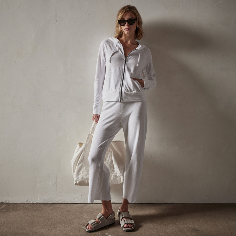 Vintage French Terry Zip Up Hoodie in White | James Perse Los Angeles