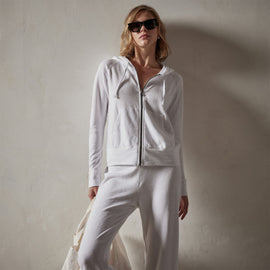 Vintage French Terry Zip Up Hoodie in White | James Perse Los Angeles