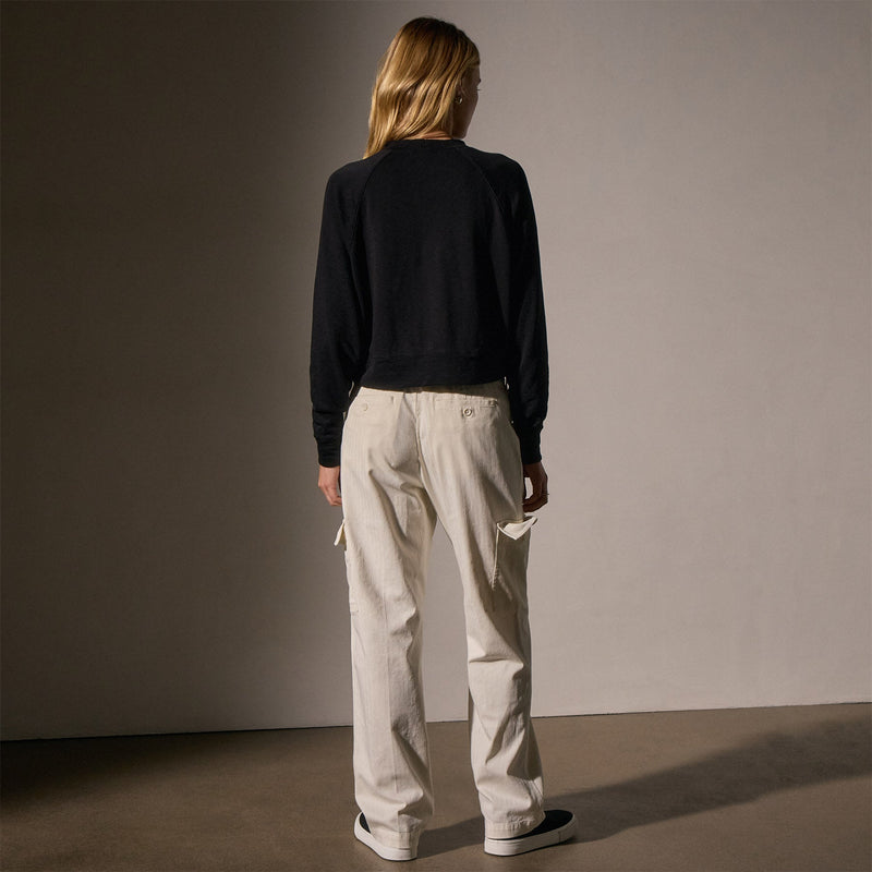 French Terry Cropped Mock Neck  in Black | James Perse Los Angeles