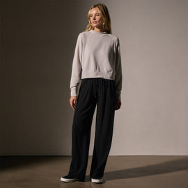 French Terry Cropped Mock Neck  in Light Mist Pigment | James Perse Los Angeles