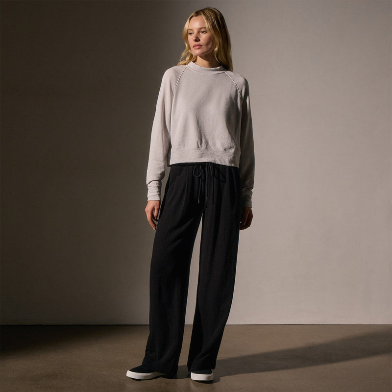 French Terry Cropped Mock Neck  in Light Mist Pigment | James Perse Los Angeles
