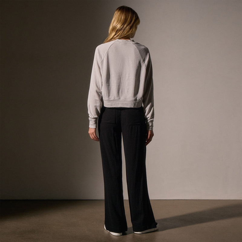 French Terry Cropped Mock Neck  in Light Mist Pigment | James Perse Los Angeles