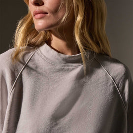 French Terry Cropped Mock Neck  in Light Mist Pigment | James Perse Los Angeles