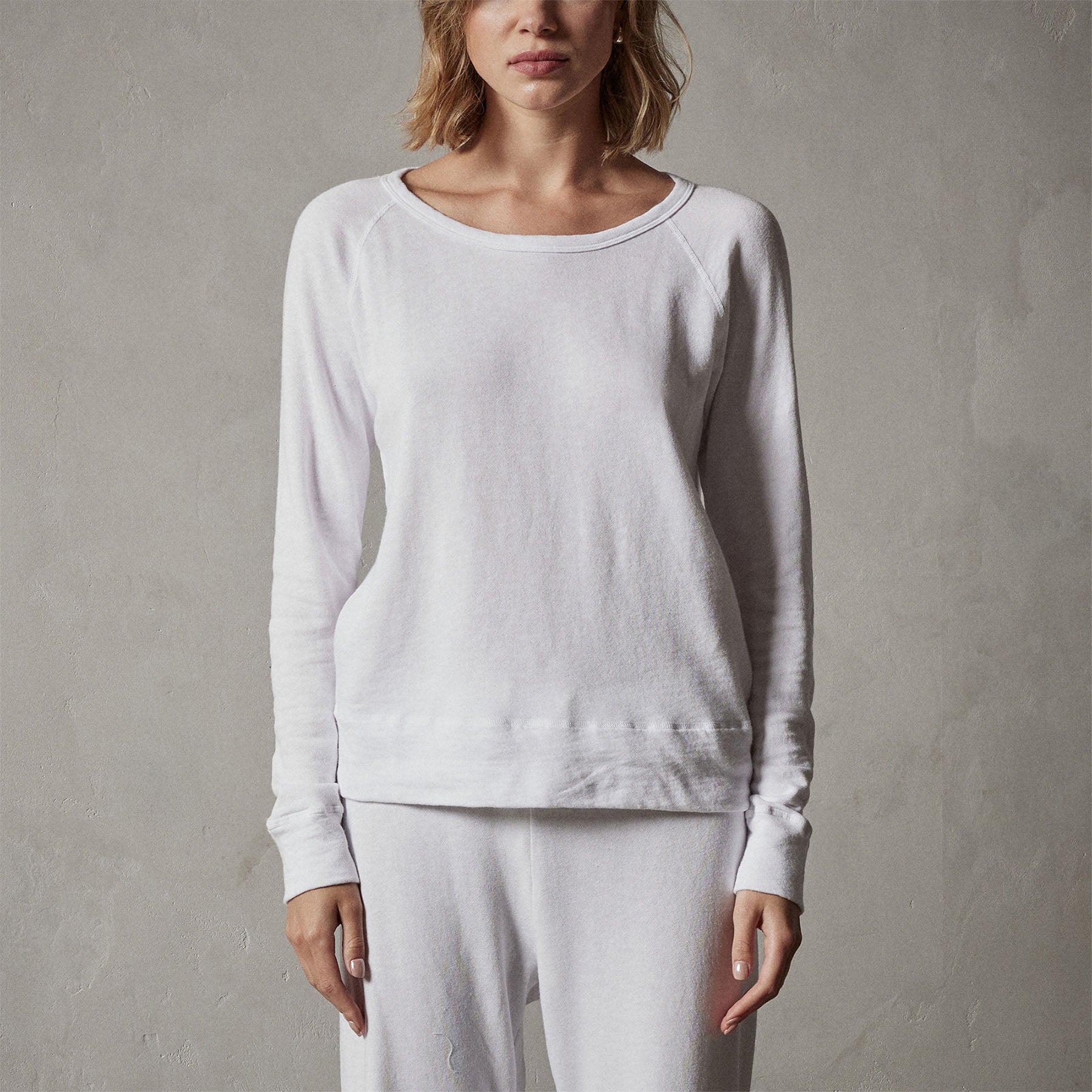 Vintage French Terry Sweatshirt in White | James Perse Los Angeles