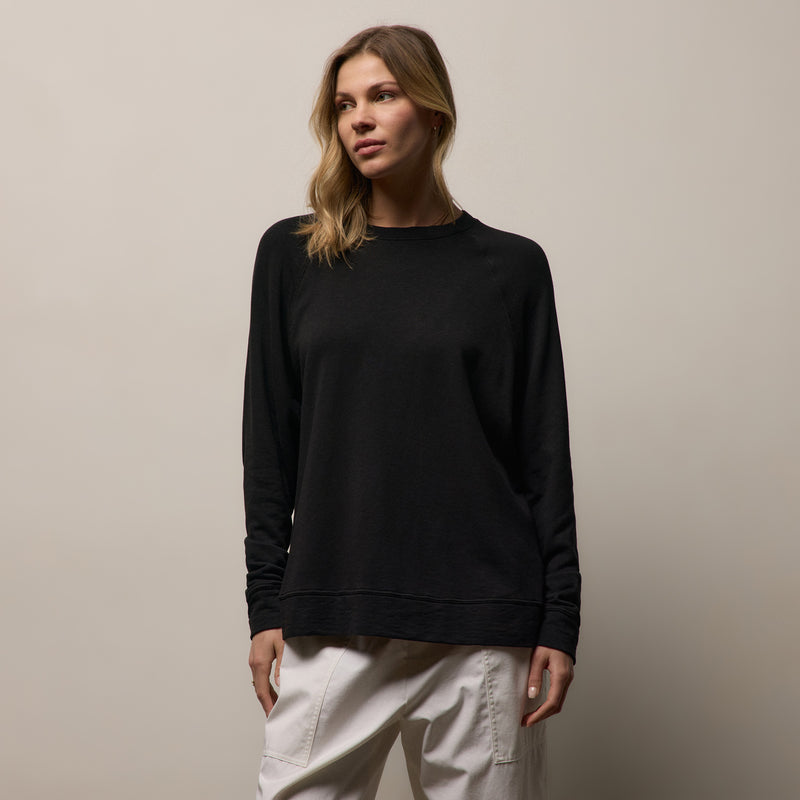 Vintage French Terry Relaxed Sweatshirt - Black