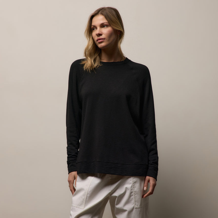 Vintage French Terry Relaxed Sweatshirt - Black