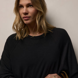 Vintage French Terry Relaxed Sweatshirt in Black | James Perse Los Angeles