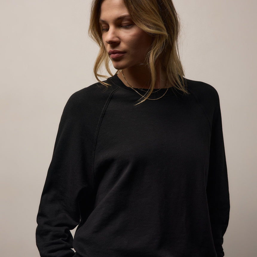 Vintage French Terry Relaxed Sweatshirt in Black | James Perse Los Angeles